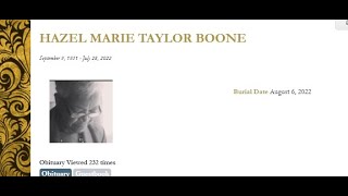 Hazel Marie Taylor Boone Funeral Service