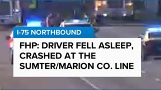 FHP: Driver falls asleep, crashes, blocking all I-75 NB lanes