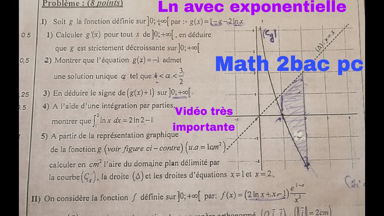 fonction logarithme et fonction exponentielle....math de 2bac pc