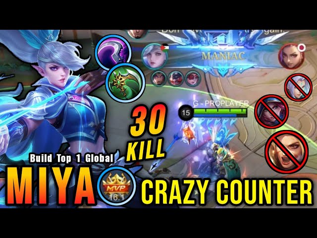 30 Kills!! Miya Almost SAVAGE, Amazing 1v3 Counter Gank!! - Build Top 1 Global Miya ~ MLBB class=