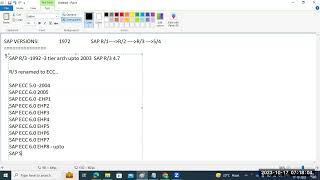 SAP VERSIONS  HISTORY INFORMATION