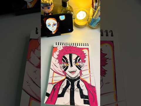 Akaza drawing colour 🌪️part-2 anime #demonslayer #like #youtubeshorts #shortvideo #akaza #shorts ✍️