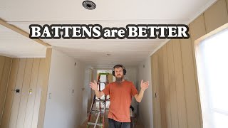 Ceiling Battens Are Coming Back - Salvaged Mobile Home ReBuild