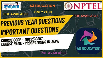NPTEL PROGRAMMING IN JAVA PREVIOUS YEAR QUESTIONS AND IMPORTANT QUESTIONS | 12 WEEK COURSE | 2025