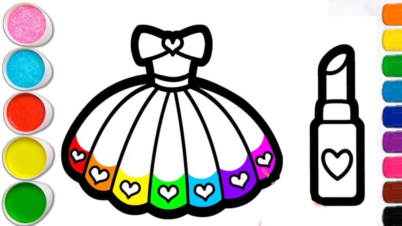 Barbie Dress and Lipstick Drawing 💄 | Oddly Satisfying Colouring | Relaxing Art for Beginners