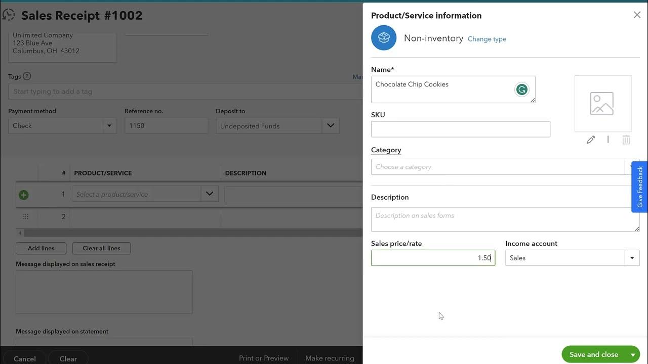 Creating a sales receipt in quickbooks online recording a sale in