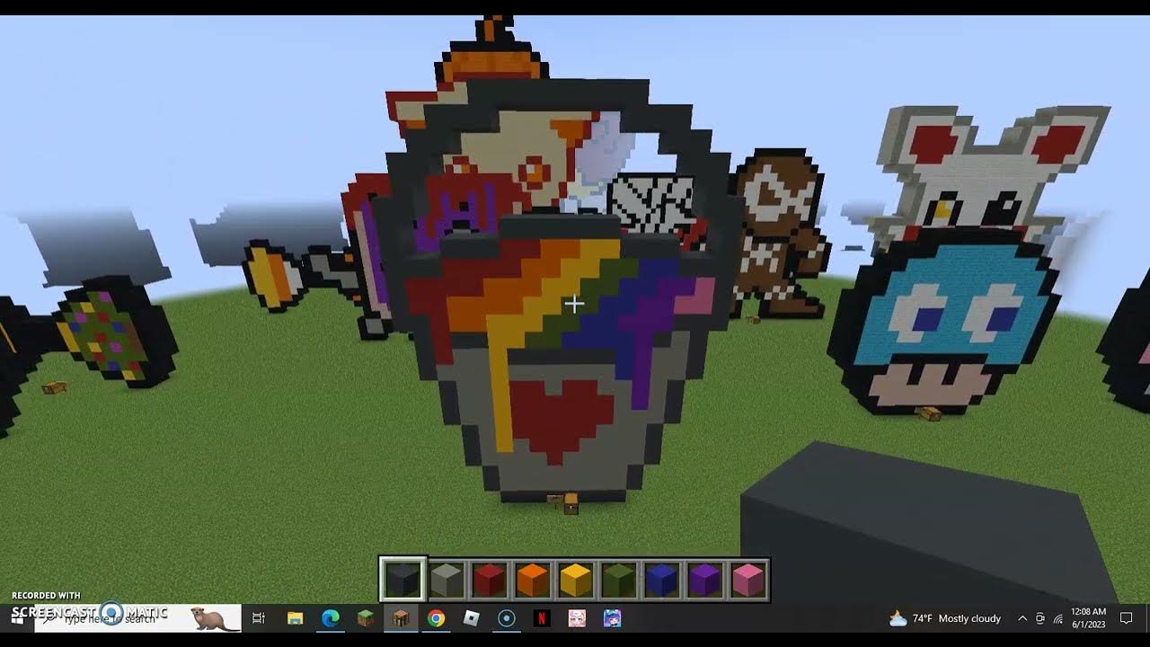 minecraft rainbow paint bucket pixel art YouTube