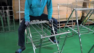 Process of Making Korean Laundry Drying Rack. Stainless Steel Factory