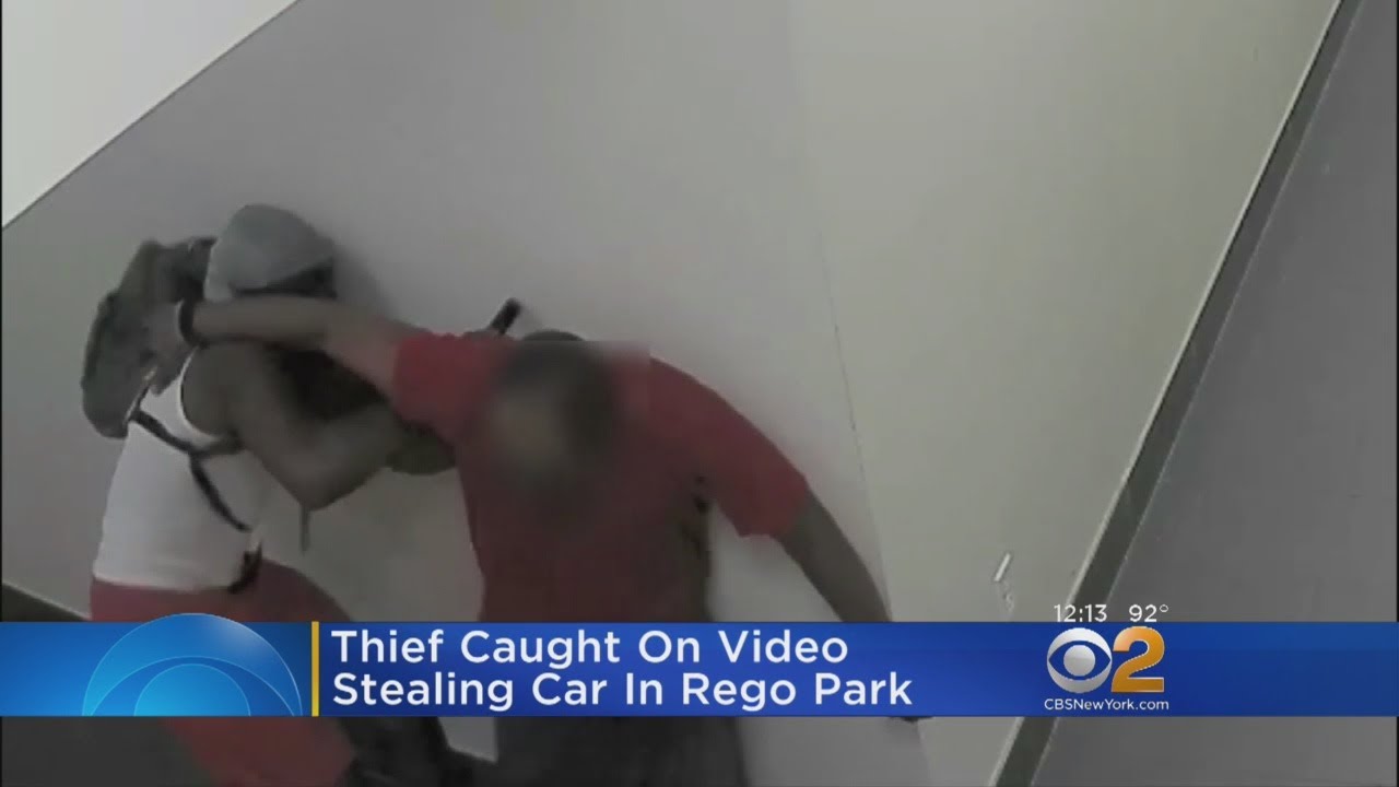 ⁣Thief Caught On Video Stealing Car In Rego Park