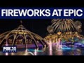 Firework show lighting up Epic Universe in July