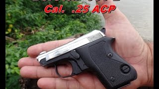 Pistola Beretta 6,35 X Garrafa Pet Com Água