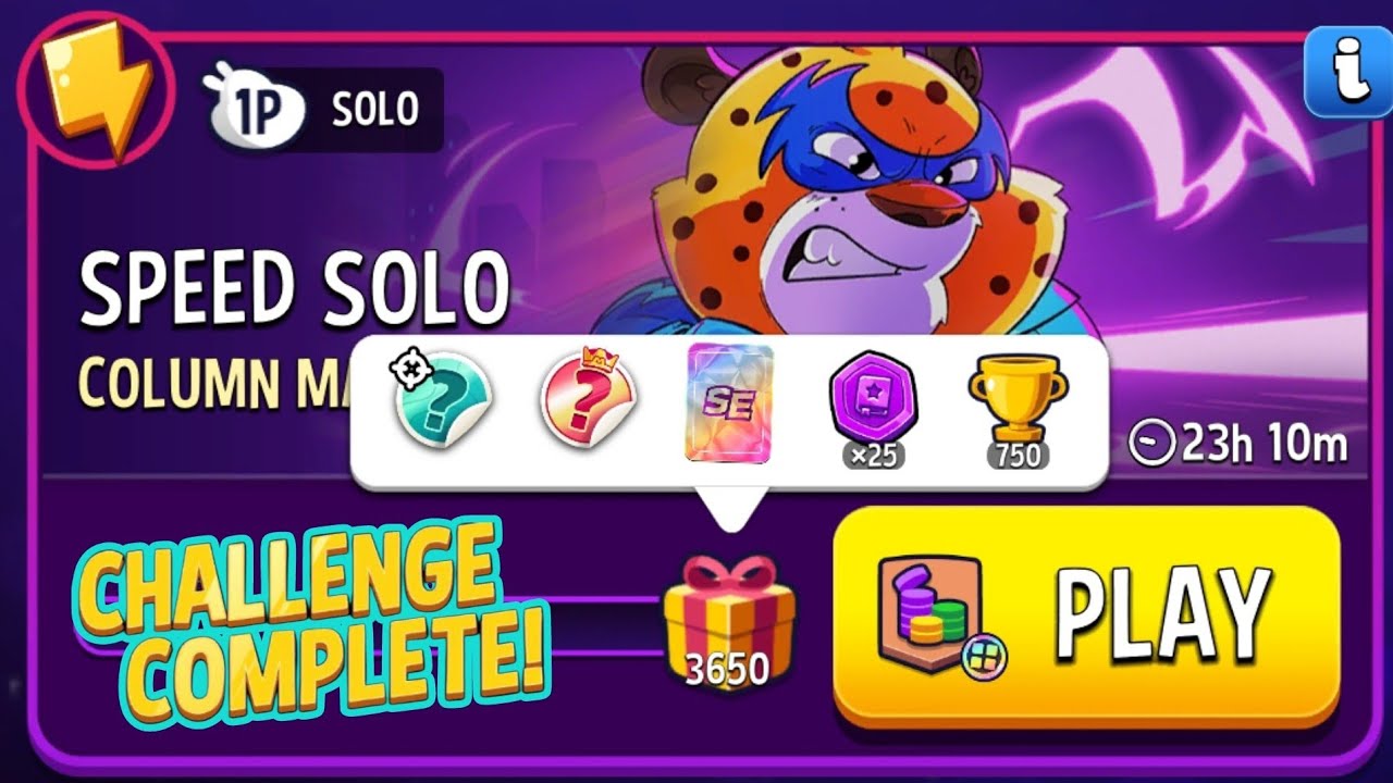 Speed Solo Column Mania Square Matches Match Masters Solo Challenge Score 3650