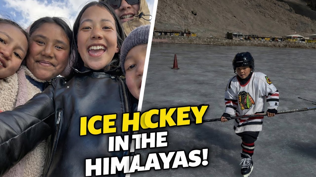 Kids are expert in Ice Hockey / SHOCKING 😳😳😱😱 #cold #ladakh #winter #kids #colddesert #travel 