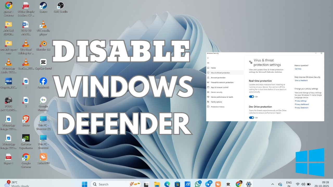 Best Way To Turn Off or Disable Windows Defender in Windows 11/10 - YouTube