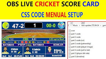 Obs live Cricket Score Board How To Setup Menual Css Code Very Easy 2024