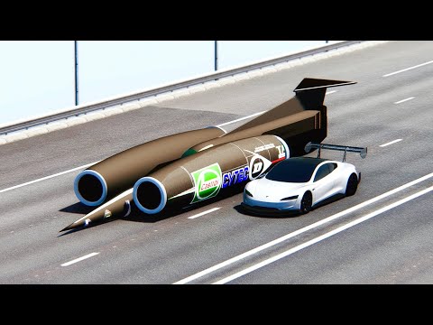 Tesla Roadster GTR vs SSC Thrust at Drag Race 20 KM