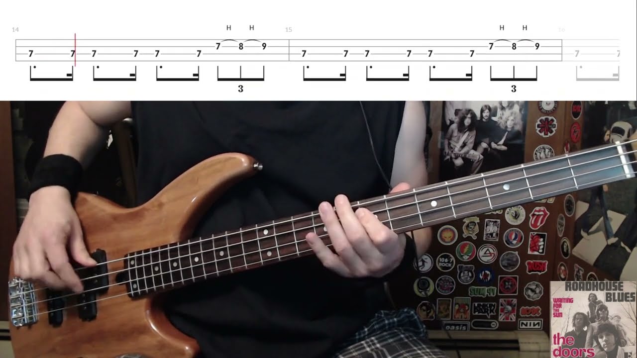 Roadhouse Blues By The Doors - Bass Cover With Tabs Play-Along