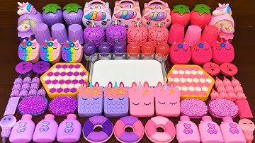 PURPLE vs PINK!!! Mixing Random into GLOSSY Slime #109