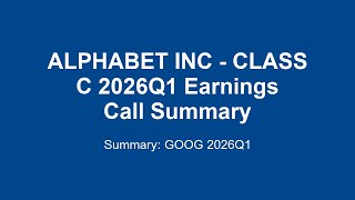 ALPHABET INC - CLASS C 2026Q1 : Alphabet Q1 2026 Earnings: AI Fuels HUGE Growth!