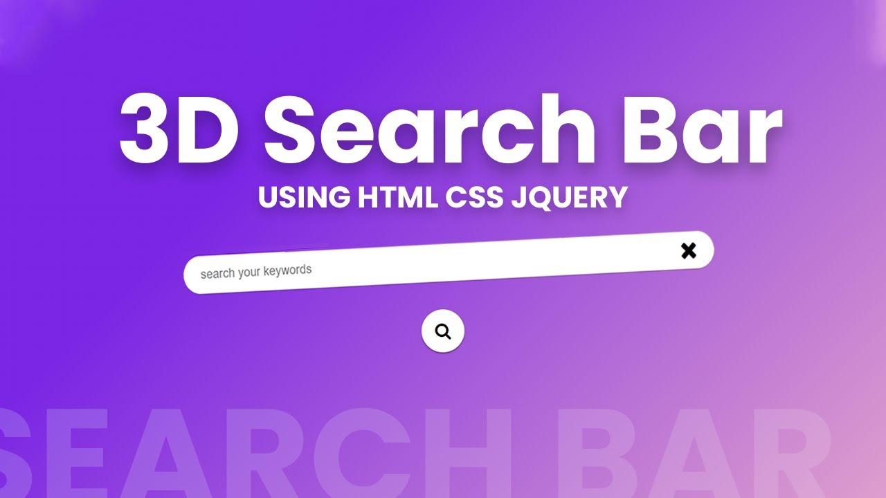 Creative Search Bar Animated in HTML, CSS and jQuery