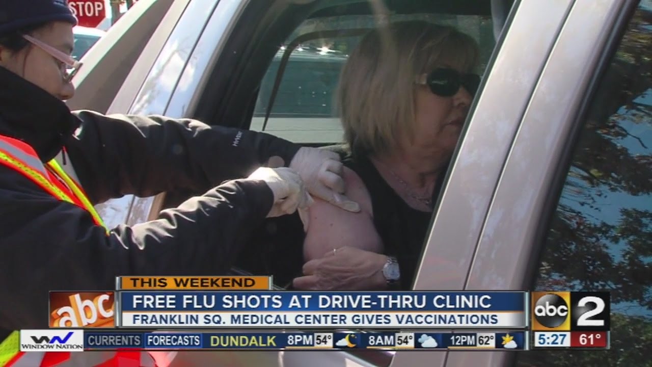 Free, drive-thru flu shot clinic at Community College of Baltimore County Essex campus