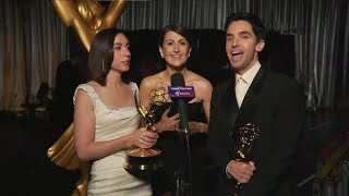 Paul W. Downs, Lucia Aniello, and Jen Statsky : 76th Emmy Awards Thank You Cam