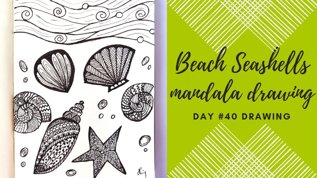 Beach Seashells mandala drawing! Easy mandala drawing! Day #40 Drawing ...