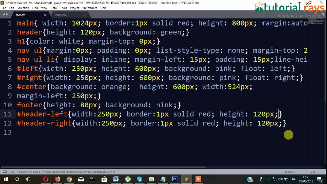 Simple Website Layout Tutorial using HTML5-CSS Part-4.03 - Tutorial ...