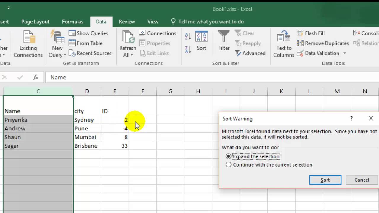 Ordenar alfabeticamente excel