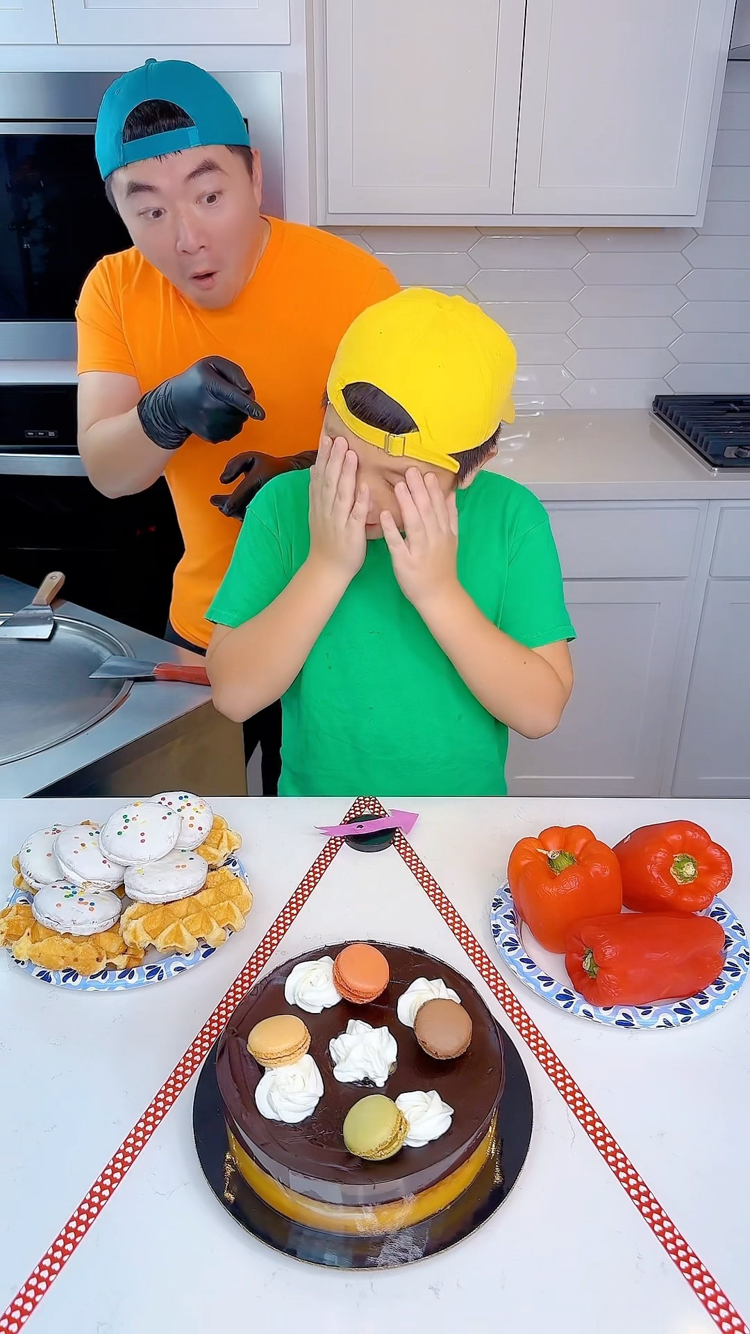 Macaron cake vs chocolate pie ice cream challenge!? #funny by Ethan Funny Family