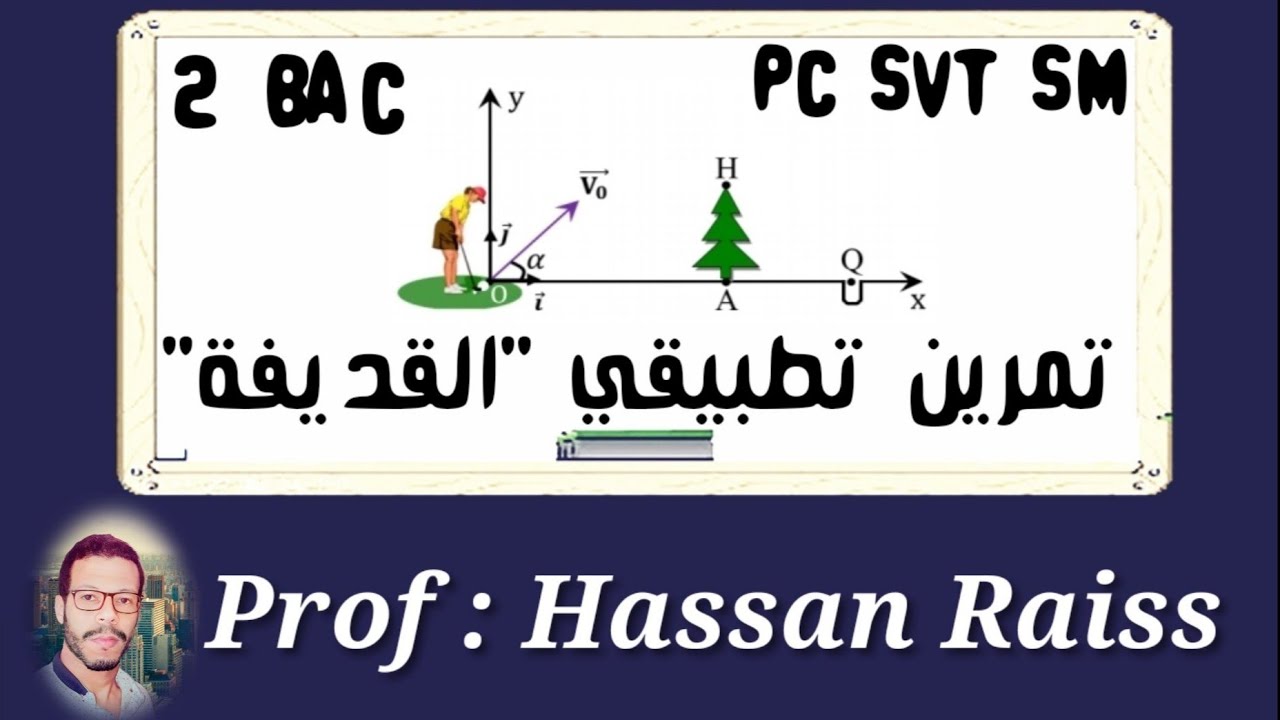 تمرين تطبيقي حركة قذيفة في مجال الثقالة المنتظم