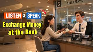 Exchange Money at the Bank | English Speaking Practice for Beginners (A1-A2)