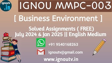 IGNOU MMPC-003 Solved Assignment July 2024 & Jan 2025 [FREE] || IGNOU MBA || IGNOU TV || IGNOU ||