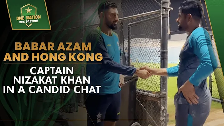 Babar Azam and Hong Kong captain Nizakat Khan in a...