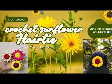 “How to Crochet a Beautiful Sunflower Hairtie | Easy & Quick Tutorial ...