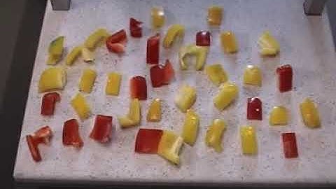 Máy PGW Cắt khối Ớt chuông bằng lưới 20x40mm