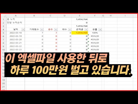 하루 단타로 100만원 만드는 자동 매매일지파일 공유완료 