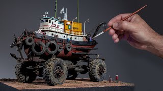 A Ship Traverses The Land In A World Where The Oceans Dried Up | #diorama #scalemodel