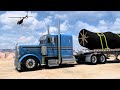 Peterbilt 379  moving a huge pipe  cat power  american truck simulator