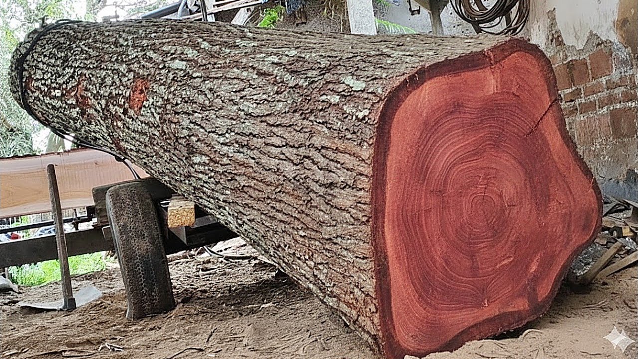 🌲 AMAZING SUPER LARGE LOAD.!! Splitting Giant Mahogany 🌲