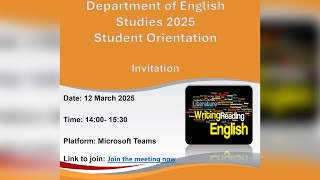 Department of English Studies 2025 Student Orientation