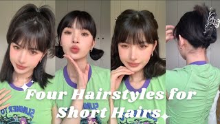 Back to school : 4 Easy Hairstyles for Short Hair 💫| 2023 hairstyles female | screenshot 4