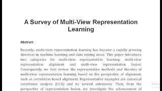 Celebrity A Survey of Multi View Representation Learning Net Worth