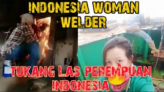 female welder, skill tukang Las cewek, ngelas pake tangan kiri. indonesia woman welder, Las listrik