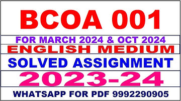 bcoa 001 solved assignment 2023-24 | bcoa 1 solved assignment in english 2024 | bcoa 1 2024