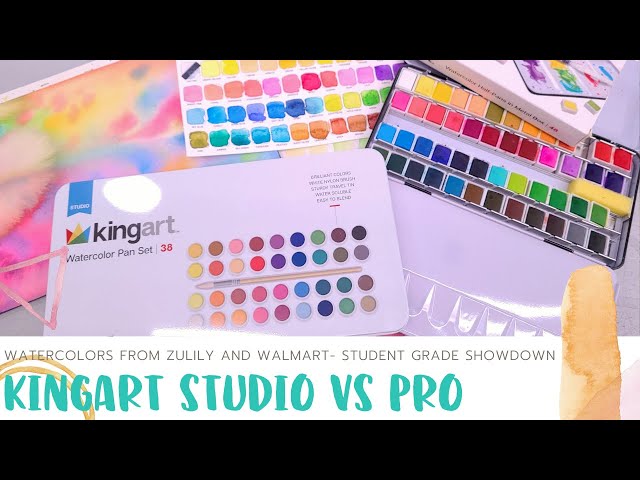 KingArt Pro Watercolor Half Pans Vs Kingart Studio Watercolor Pan Set-Unbox  & Swatch 