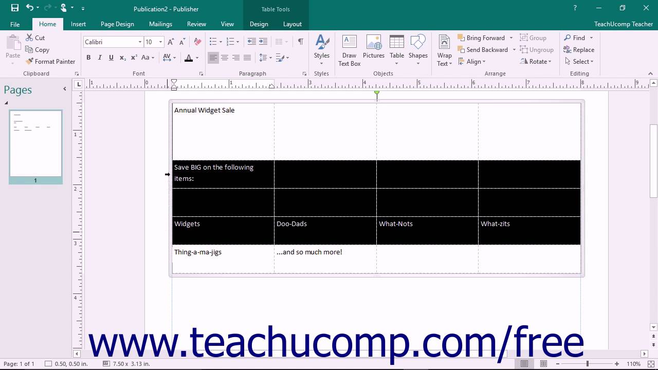 publisher 2016 tutorial selecting table elements microsoft training microsoft publisher for sale