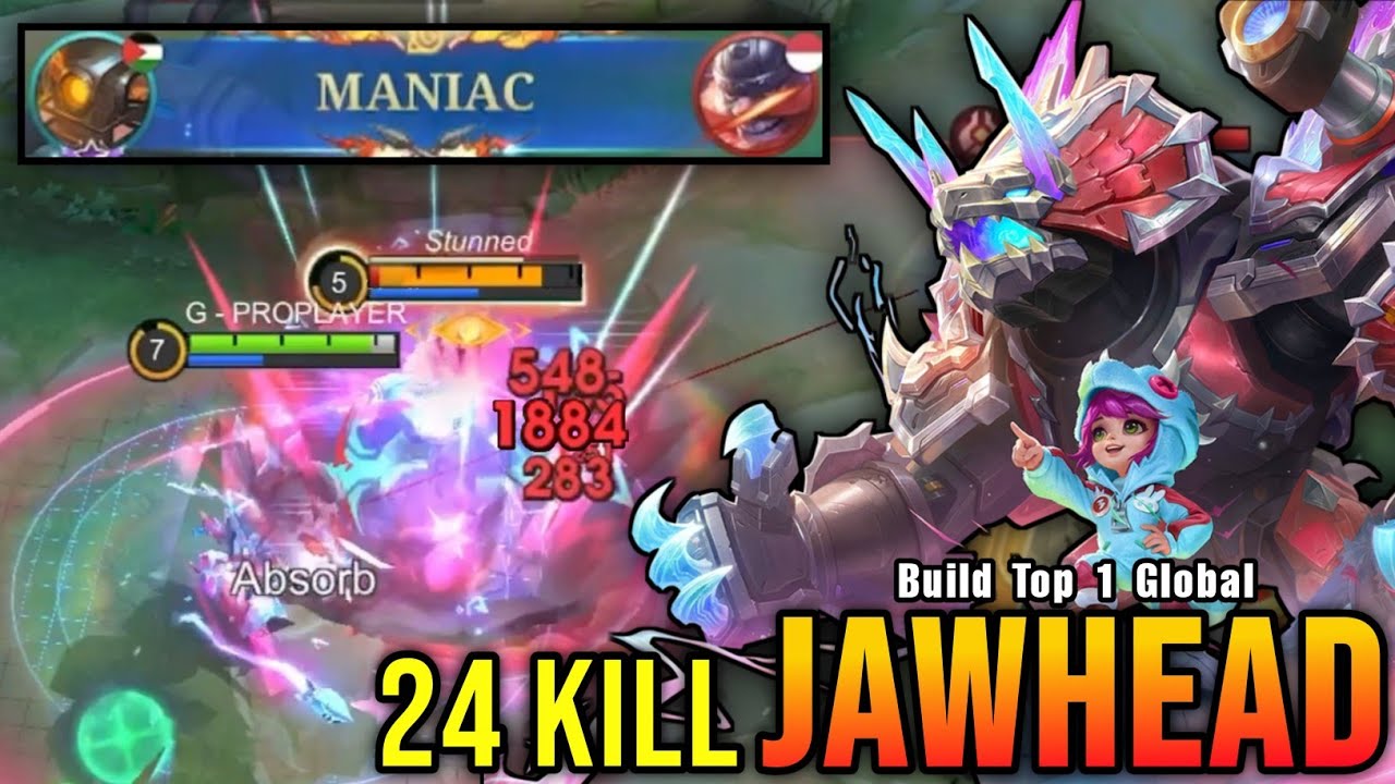 24 Kills + MANIAC!! Proto Sentinel Jawhead ALLSTAR Skin!! - Build Top 1 Global Jawhead ~ MLBB