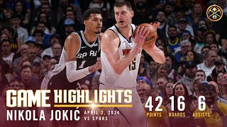 Nikola Jokić Full Game Highlights vs. Spurs 🎥