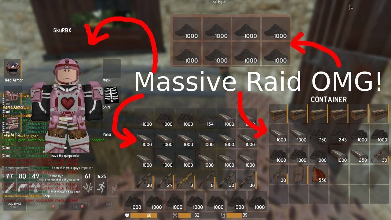 Massive base raid! 10000+Gunpowder (Roblox Dust)